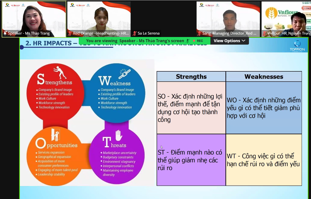 Hình ảnh Chị Thảo Trang chia sẻ về HR Impacts và HR Framework