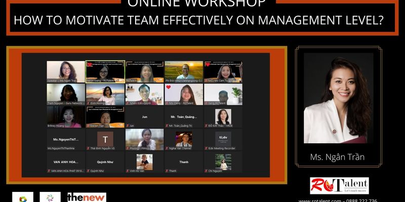 Recap Online Workshop 10.5: “How To Motivate Team Effectively On Manager?” - HR Family Red Orange